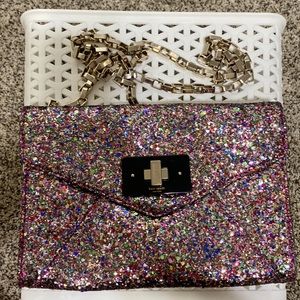 Kate Spade Sparkler Multi Color Glitter Evening Purse with Chain Strap